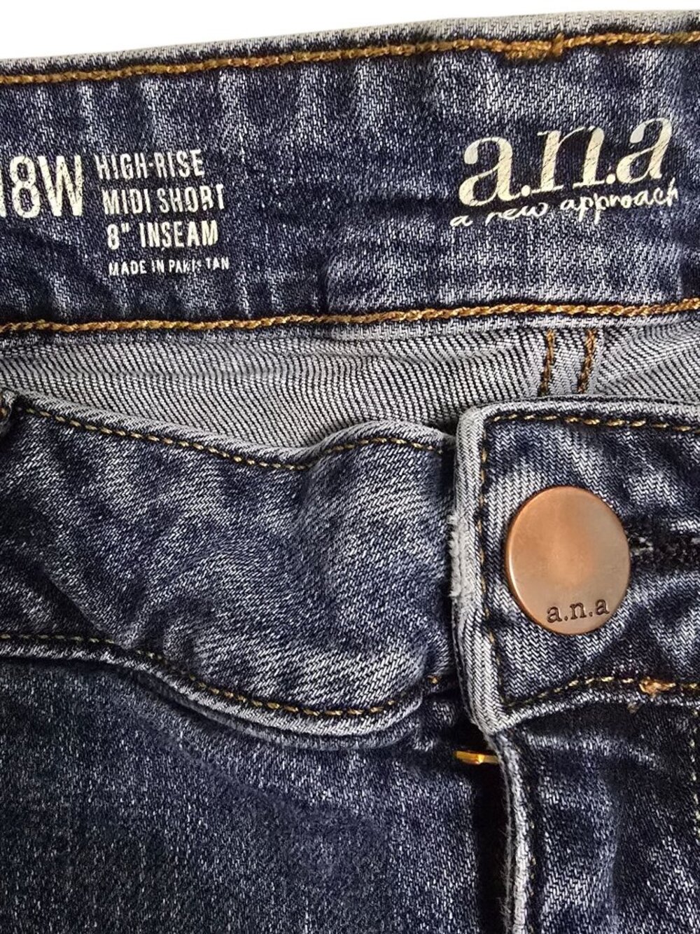 Set of 2 ANA Womens High-Rise Denim Shorts 18W and 20W Frayed  Stretch 8" Inseam - Picture 2 of 12